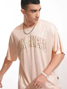 HIGHLANDER Men Typography Printed Round Neck Oversized T-shirt