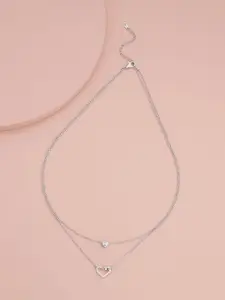 Kushal's Fashion Jewellery Rhodium-Plated Cubic Zirconia Stone Studded Layered Necklace