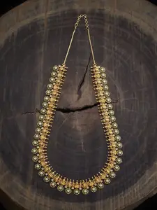 Kushal's Fashion Jewellery Gold-Plated Cubic Zirconia Stone Studded Antique Necklace