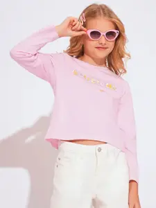 Vero Moda Girls Typography Printed Round Neck Cotton T-shirt