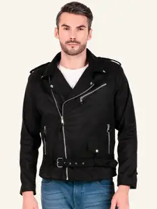 Leather Retail Men Lapel Collar Solid Casual Biker Jacket
