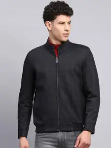 Monte Carlo Men Mock Collar Checked Casual Bomber Jacket
