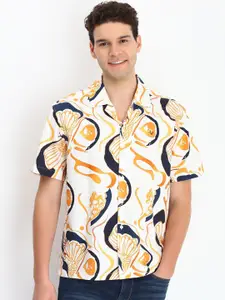 Allen Solly Men Cuban Collar Graphic Printed Cotton Casual Shirt