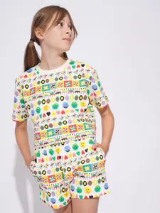 Vero Moda Girls Conversational Printed Round Neck Cotton T-shirt