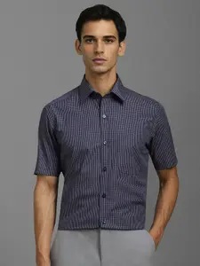 Louis Philippe Men Classic Spread Collar Micro Checked Cotton Formal Shirt