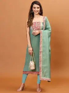 Meena Bazaar Embroidered Zari Unstitched Dress Material