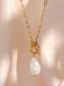 V FASHION JEWELLERY Gold-Plated Stainless Steel Beaded Statement Necklace