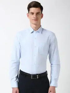 Peter England Men Spread Collar Vertical Striped Cotton Formal Shirt