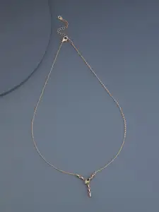 Kushal's Fashion Jewellery Rose Gold-Plated Cubic Zirconia Statement Necklace