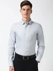 Peter England Elite Men Spread Collar Micro Ditsy Printed Cotton Formal Shirt