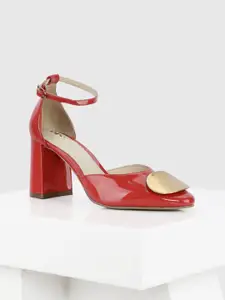 Oroh Women Leather Party Block Pumps