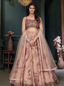 Fusionic Embroidered Mirror Work Ready to Wear Lehenga & Blouse With Dupatta