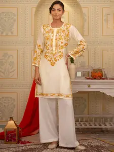 HOUSE OF KARI Floral Embroidered Straight Kurta