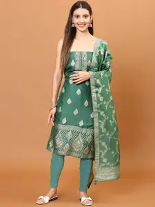 Meena Bazaar Floral Woven Zari Art Silk Unstitched Dress Material