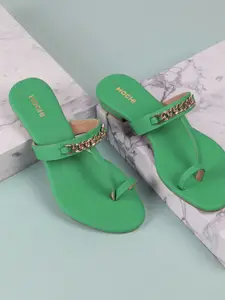 Mochi Women Printed Open Toe Flats