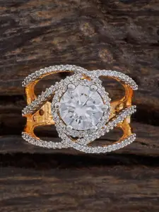 Kushal's Fashion Jewellery Gold-Plated CZ-Studded Adjustable Finger Ring