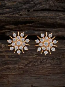 Kushal's Fashion Jewellery Gold-Plated CZ Studded Floral Studs Earrings