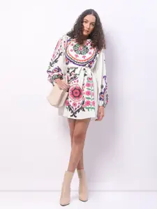 Vero Moda Women Ethnic Motifs PrintED Bishop Sleeve Dress