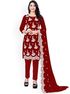 Maroosh Floral Embroidered Unstitched Dress Material