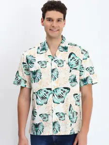 Allen Solly Men Cuban Collar Conversational Printed Cotton Casual Shirt