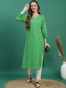 Sangria Ethnic Motifs Printed Embroidered Sequinned Straight Kurta