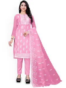 Maroosh Floral Embroidered Organza Unstitched Dress Material