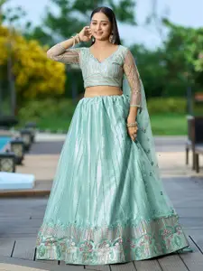 KALINI Embroidered Thread Work Semi-Stitched Lehenga & Unstitched Blouse With Dupatta