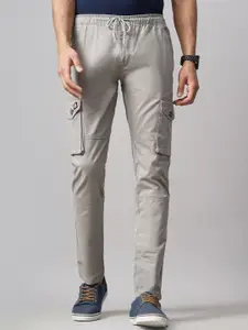 PAUL STREET Men Relaxed Straight Fit Cotton Cargos Trousers