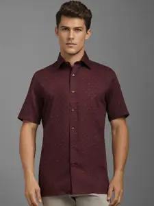 Louis Philippe Men Classic Spread Collar Micro Ditsy Printed Cotton Formal Shirt