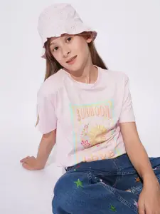 Vero Moda Girls Typography Printed Round Neck Cotton T-shirt