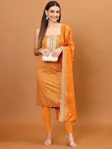 Meena Bazaar Bandhani Printed Zari Unstitched Dress Material