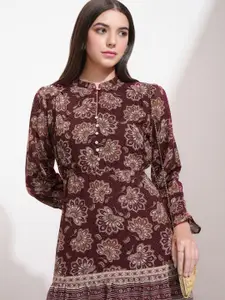 Vishudh Women Floral Printed Puff Sleeve Maxi Dress