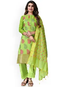 Maroosh Floral Embellished Zari Banarasi Jacquard Unstitched Dress Material