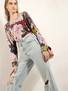 Vero Moda Women Floral Printed Cuffed Sleeves Top
