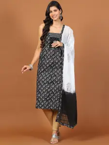Meena Bazaar Abstract Printed Cotton Unstitched Dress Material