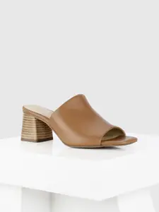 Oroh Women Open Back Leather Block Sandals