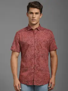 Louis Philippe Jeans Men Spread Collar Micro Ditsy Printed Cotton Casual Shirt