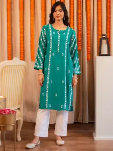 HOUSE OF KARI Women Chikankari Muslin Kurta