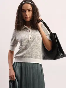 Vero Moda Printed Shirt Collar Cotton Top