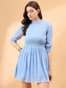 all about you Puff Sleeve Chiffon Fit & Flare Dress