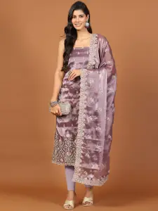 Meena Bazaar Embroidered Organza Unstitched Dress Material