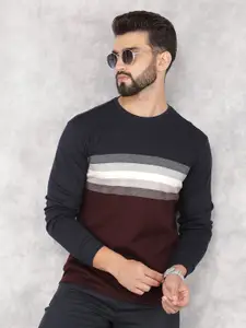 Crimsoune Club Men Colourblocked Round Neck Cotton Slim Fit T-shirt
