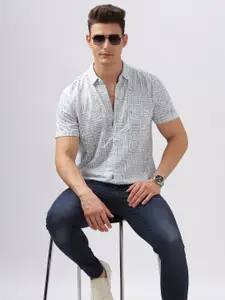 BULLMER Men Geometric Printed Cotton Casual Shirt