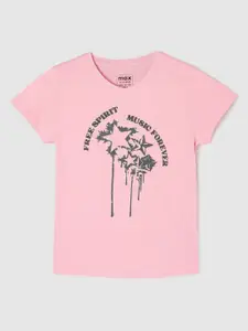 max Girls Graphic Printed V-Neck Cotton T-Shirt