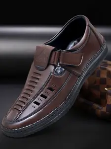 SHUAN Men Round Toe Shoe-Style Sandals