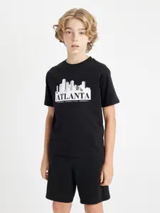 DeFacto Boys Typography Printed Round Neck Cotton T-shirt