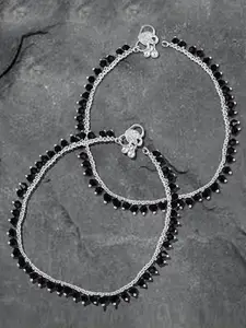 Heer Collection Silver Plated Artificial Beads Anklet