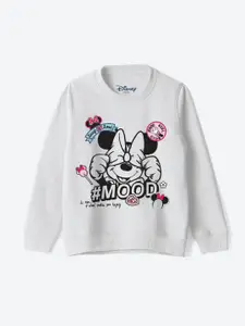 YK Disney Girls Graphic Printed Round Neck Cotton Pullover Sweatshirt
