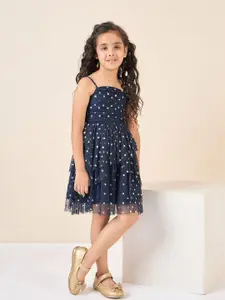 Stylo Bug Girl  Self Design Net A-Line Dress