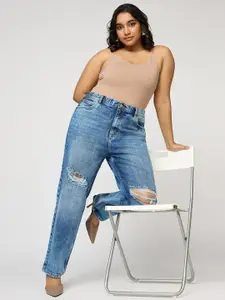 FREAKINS Women High-Rise Mildly Distressed Light Fade Stretchable Jeans